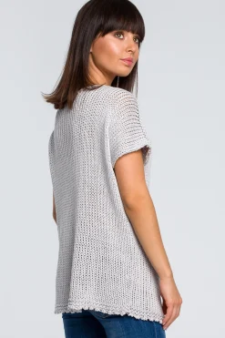 Sweter z palmą - szary