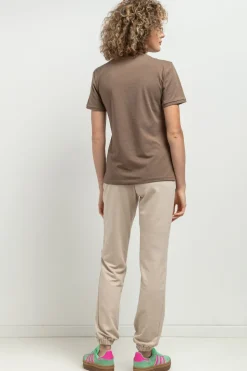 T-shirt damski z krótkim rękawem - cappuccino