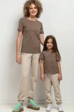 T-shirt damski z krótkim rękawem - cappuccino