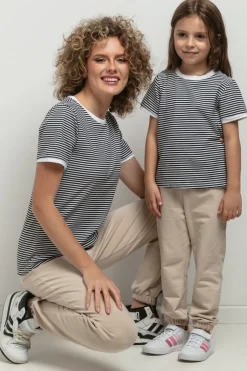 T-shirt damski z krótkim rękawem - biało-czarny