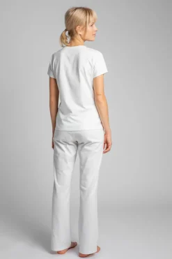 T-shirt do spania z dekoltem w serek - ecru