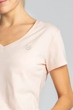 T-shirt do spania z dekoltem w serek - brzoskwiniowy
