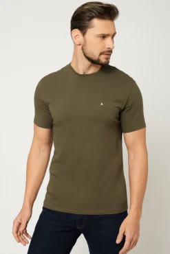 T-shirt męski pod marynarkę - khaki