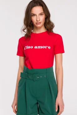 T-shirt z nadrukiem - czerwony