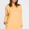 Tunika oversize z przeszyciami - żółta
