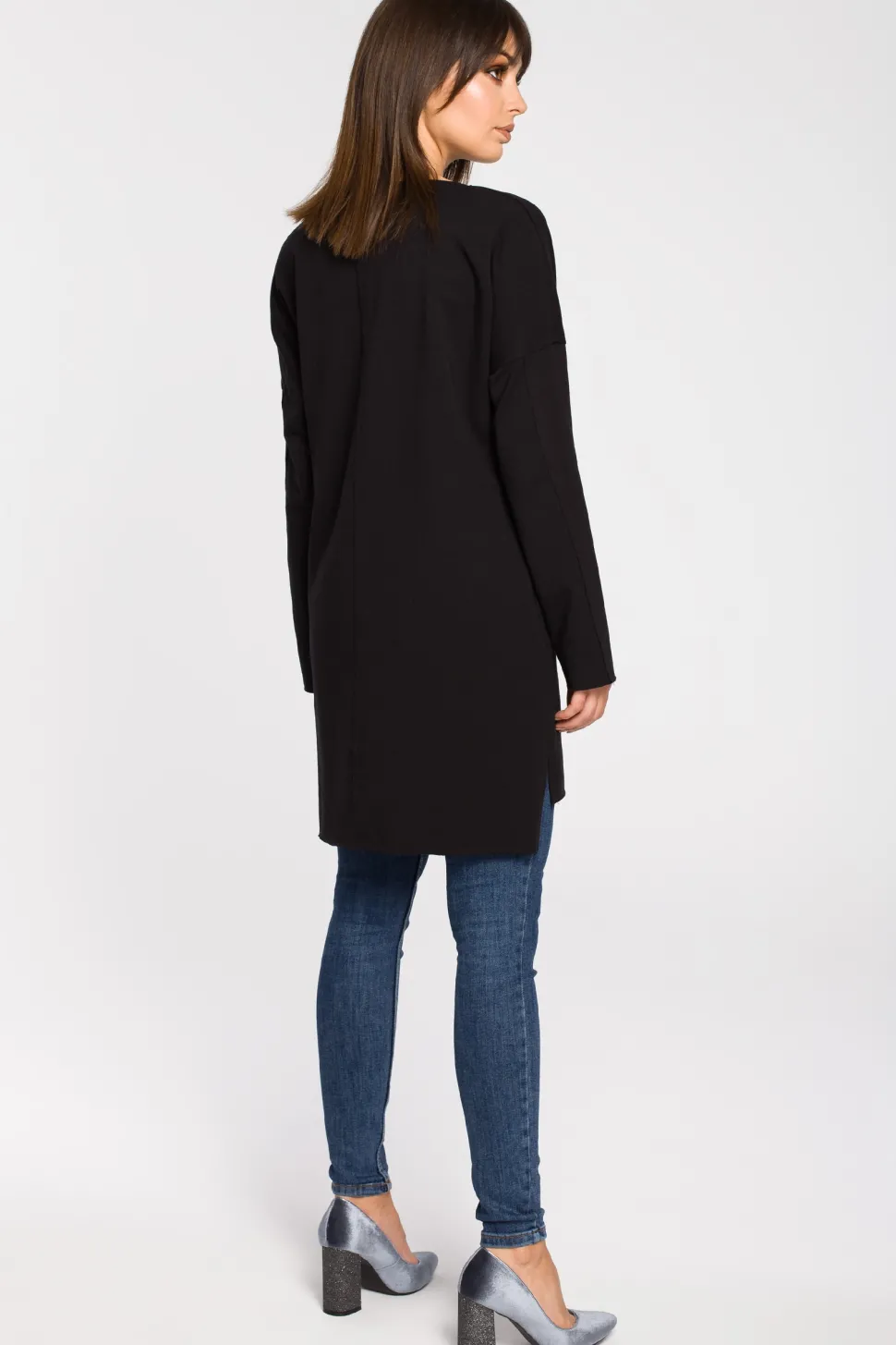 Tunika oversize z przeszyciami - czarna