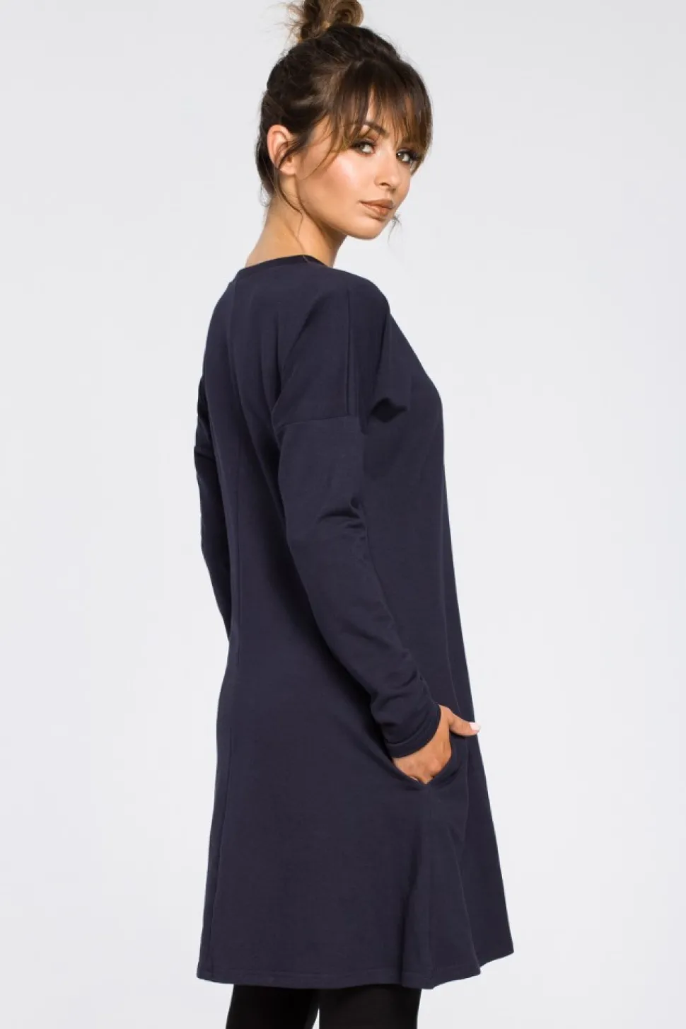 Tunika z wycięciem z dołu - granatowa