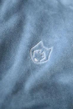 Welurowa bluza z nietoperzowymi rękawami - niebieska