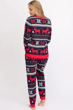 Świąteczny sweter w renifery - granatowy