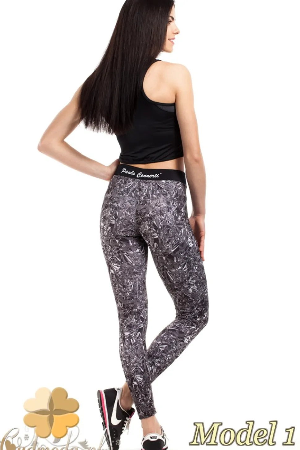 Wyszczuplające legginsy sportowe we wzory - model 1